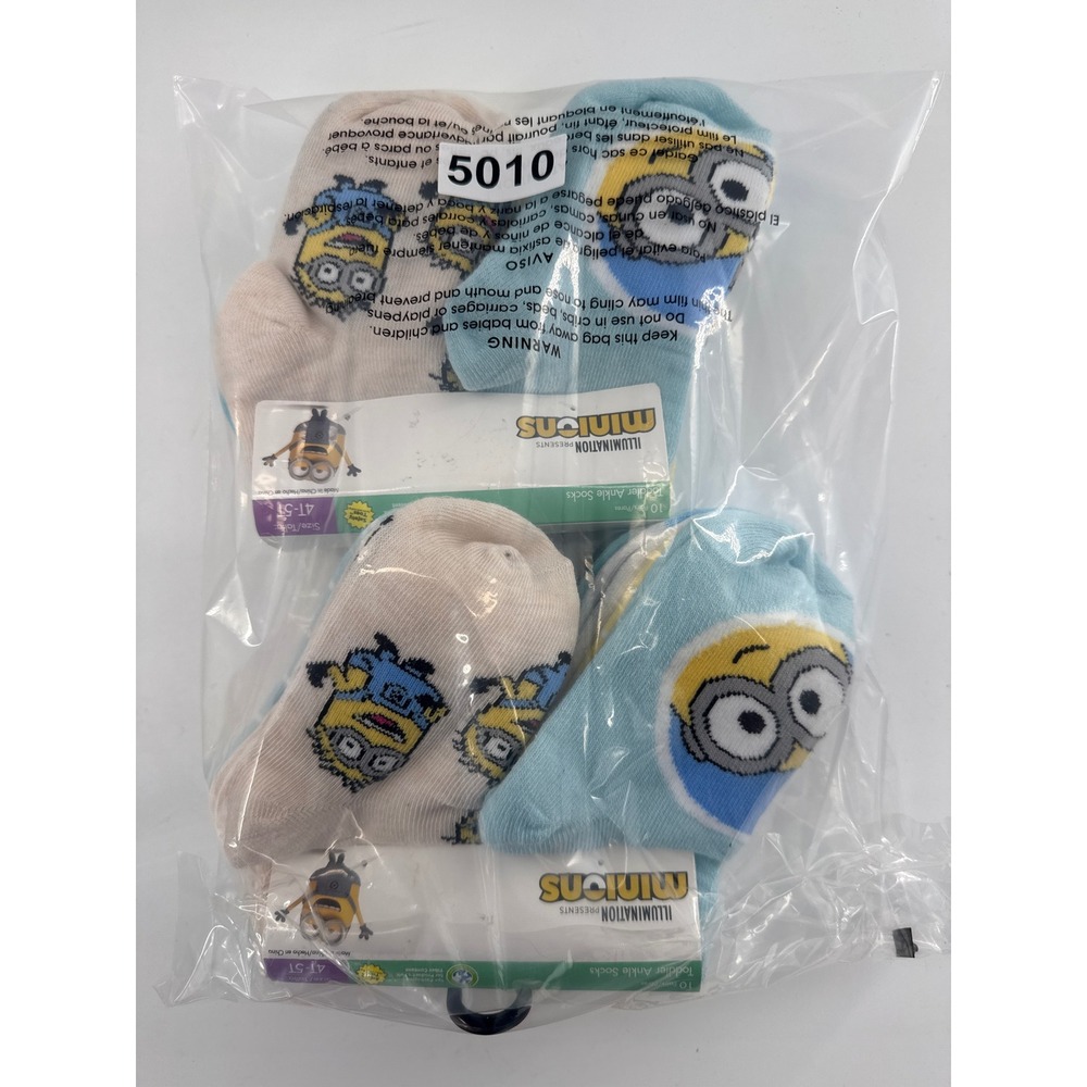 Minions Toddler 4T-5T Ankle Socks 20 Pair Blue Yellow Character Movie Multipack - Picture 6 of 6